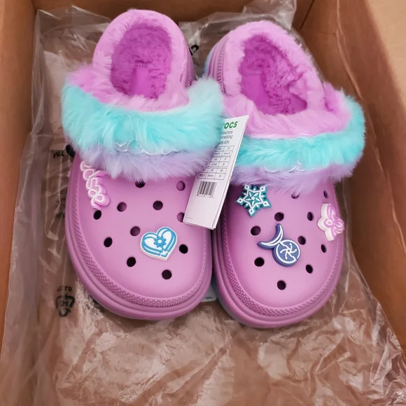 Crocs x Aespa New Lined Stomp Clogs Lilac Blue Men's 8 / Women's 10 NWT - Picture 1 of 15